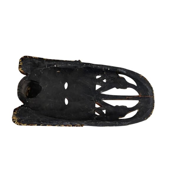 Handcrafted African Tribal Wall Masks Set Of 2 With Intricate Carvings & Leopard - Picture 7 of 9